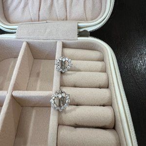 Solid 14k White Gold Huggie Earrings with High Quality Cubic Zirconia Diamonds